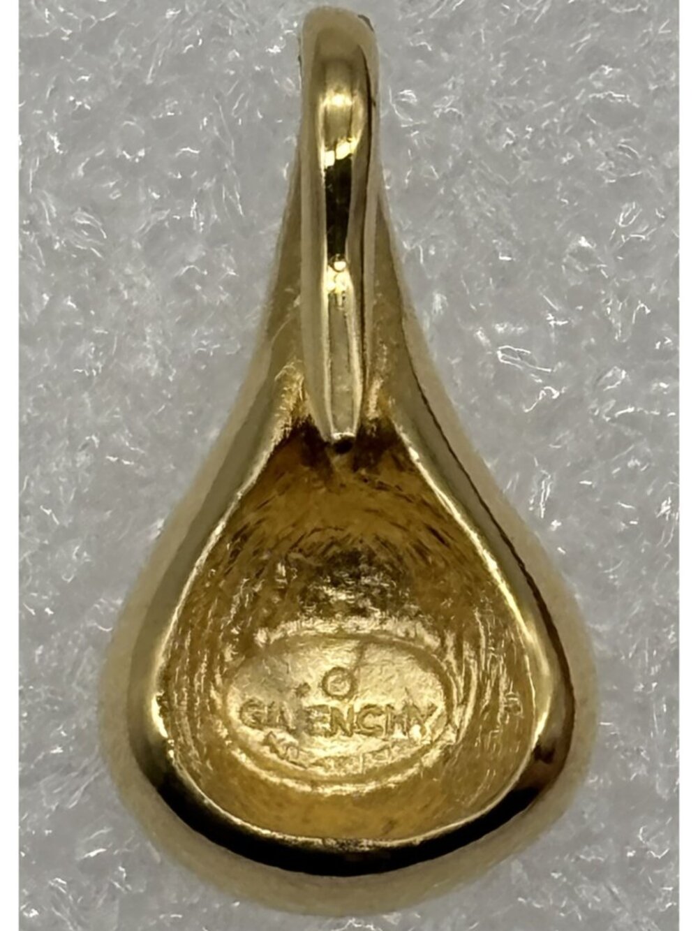 Vintage Givenchy Classic Logo Pendant Charm Teardrop Pear Shape Gold Tone Signed - Picture 12 of 14